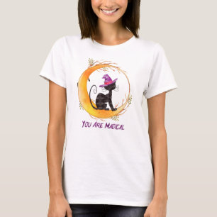 You Are Magical – Witch Black Cat on Crescent Moon T-Shirt