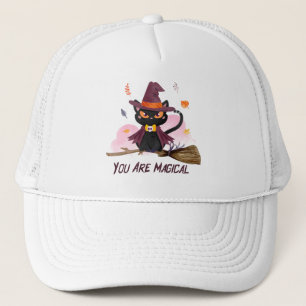 You Are Magical – Witch Cat Riding a Broom Trucker Hat