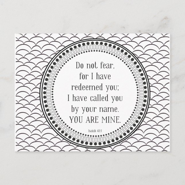 You are mine, black-and-white scripture postcard (Front)