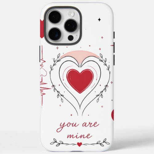 You Are Mine Minimalist Heart Line Art iPhone 16 Pro Max Case