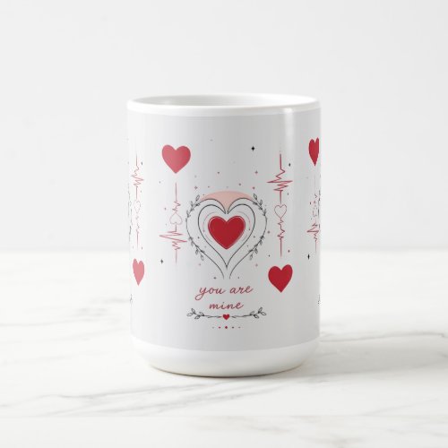 You Are Mine Minimalist Heart Line Art Coffee Mug