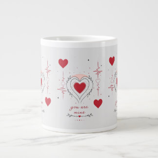 You Are Mine Minimalist Heart Line Art Giant Coffee Mug