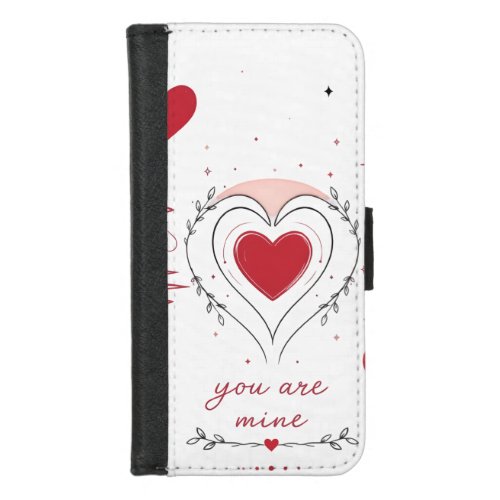 You Are Mine Minimalist Heart Line Art iPhone 8/7 Wallet Case