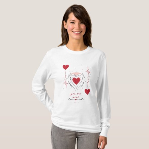 You Are Mine Minimalist Heart Line Art T-Shirt