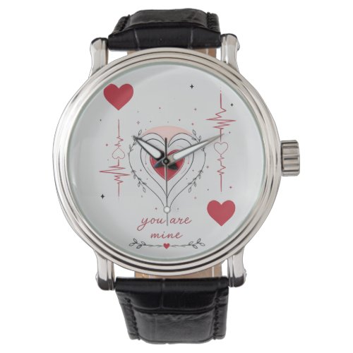 You Are Mine Minimalist Heart Line Art Watch