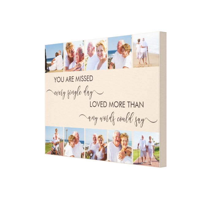 You are Missed 10 Photo Collage Almond Remembrance Canvas Print