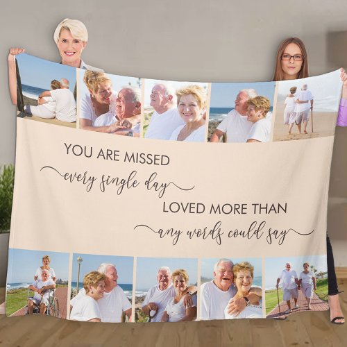 You are Missed 10 Photo Collage Almond Remembrance Fleece Blanket