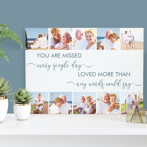 You are Missed 10 Photo Collage Blue Remembrance Canvas Print