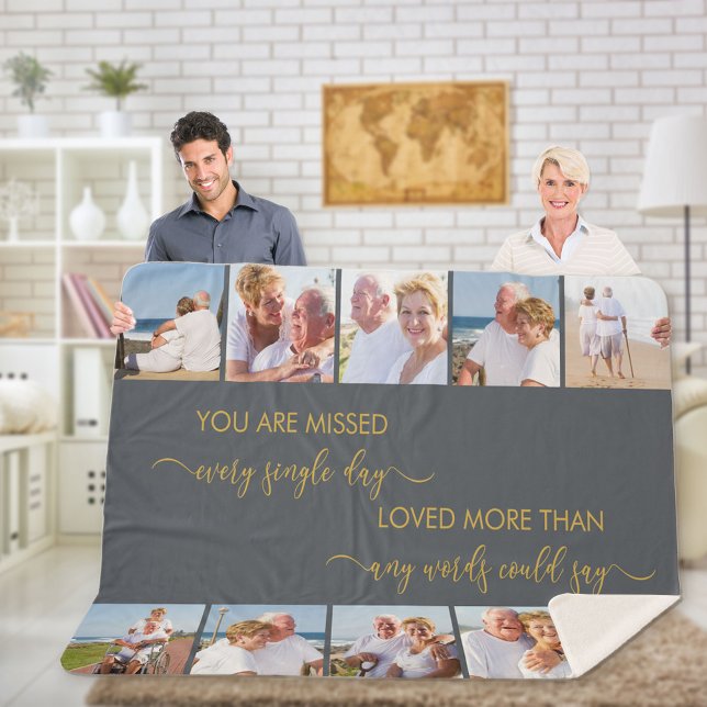 You are Missed 10 Photo Grey Remembrance Sherpa Blanket (Creator Uploaded)