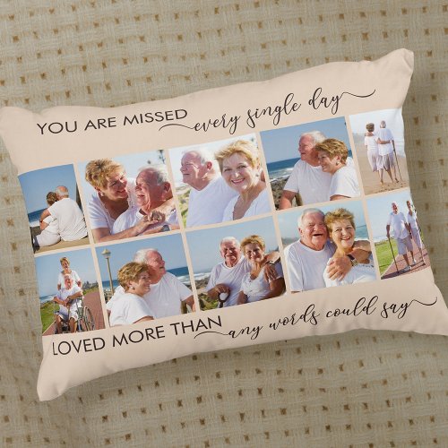 You are Missed 10 Picture Collage Almond Memorial Accent Pillow