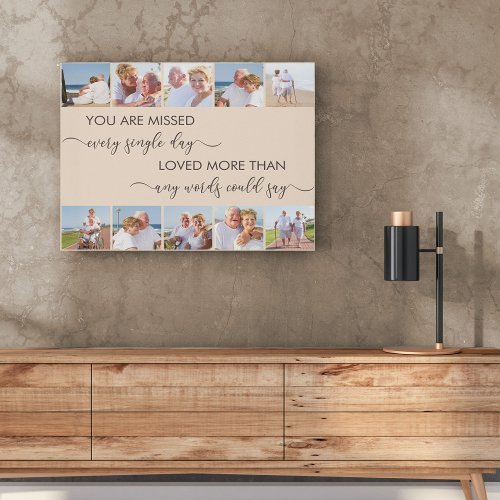 You are Missed Almond 10 Photo Collage Remembrance Faux Canvas Print