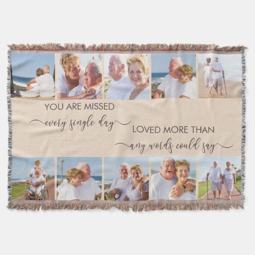 You are Missed Almond In Loving Memory 10 Picture Throw Blanket