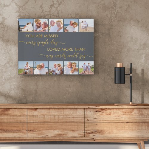 You are Missed Grey 10 Photo Collage Remembrance Faux Canvas Print