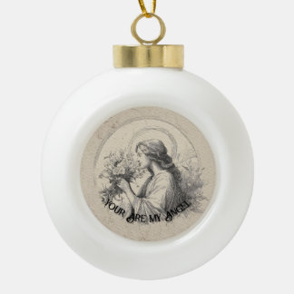 You Are My Angel Vintage Christmas Personalized Ceramic Ball Christmas Ornament