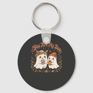 You Are My Boo Cute Ghost Couple Pumpkin Coffee Keychain