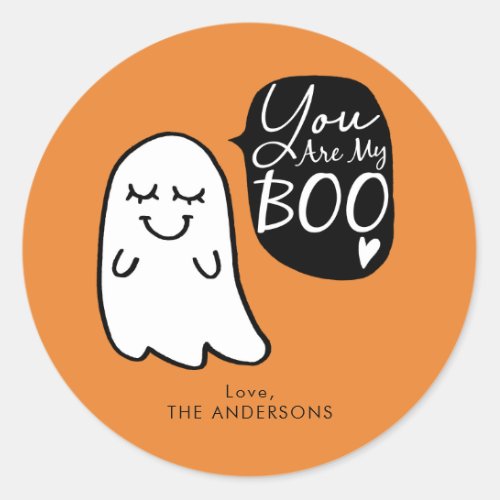 You Are My BOO  Cute Halloween Ghost Classic Round Sticker