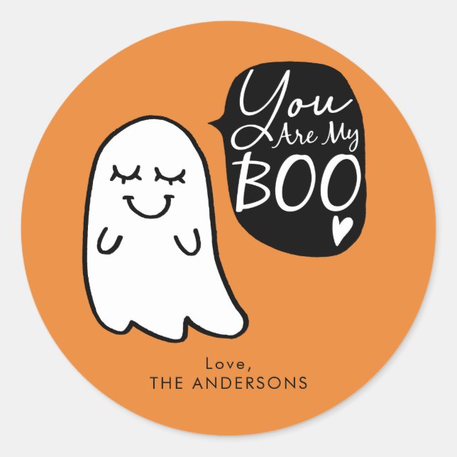 You Are My BOO! | Cute Halloween Ghost Classic Round Sticker (Front)