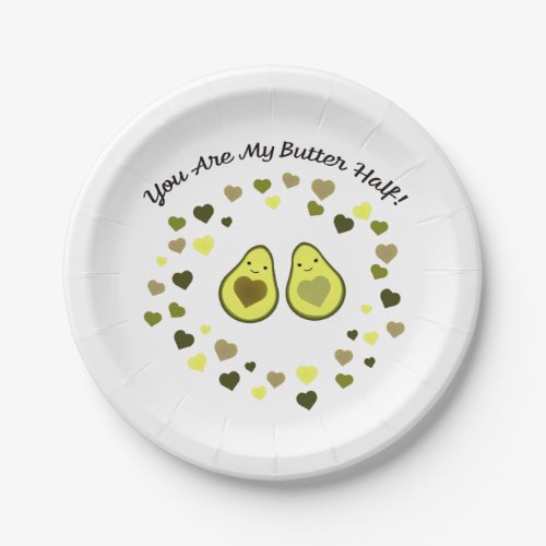 You are My Butter Half Love Avocados Paper Plates