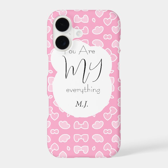 You are My Everything Initials Pink Hearts Pattern Iphone Case (Back)