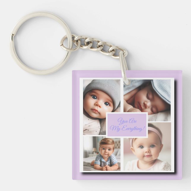 You Are My Everything Photo Collage, Lilac Keychain (Front)