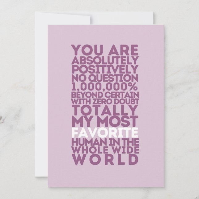 You Are My Favorite Human | Orchid  Thank You Card (Front)
