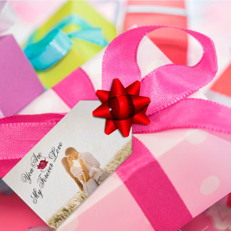 “You Are My Forever Love” Red Rose Elegant Photo Gift Tags