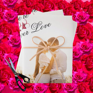 “You Are My Forever Love” Red Rose Elegant Photo Wrapping Paper Sheets