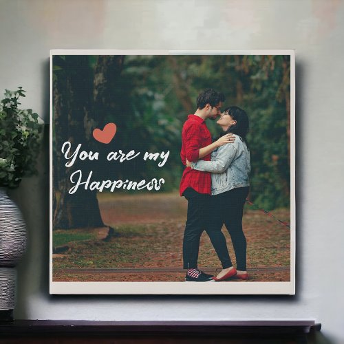 You are my happiness couple in Woods Faux Canvas Print