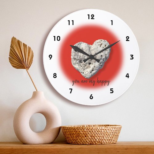 You Are My Happy Hawaii Coral Heart Red White Large Clock