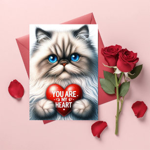 You Are My Heart Valentine Poem Persian Cat Holiday Card