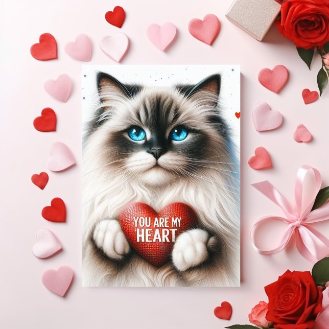 You Are My Heart Valentine Poem Ragdoll Cat  Holiday Card (Creator Uploaded)