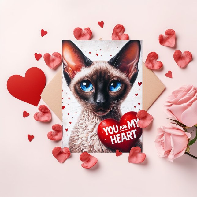 You Are My Heart Valentine Poem Siamese Cat  Holiday Card (Creator Uploaded)