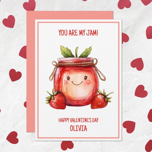 You Are My Jam Cute Strawberries Kids Valentine Holiday Card (You Are My Jam Cute Strawberries Kids Valentine Holiday Card)