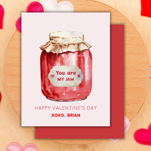 You Are My Jam Happy Classroom Valentine's Pink  Note Card (Creator Uploaded)