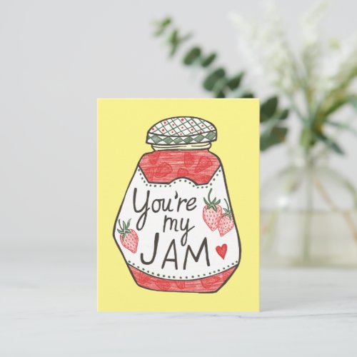 YOU ARE MY JAM Strawberry Illustration Custom Love Postcard