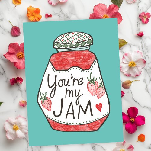 YOU ARE MY JAM Strawberry Illustration Custom Love Postcard