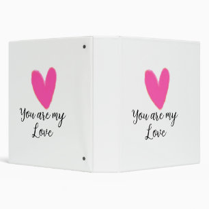 you are my love pink red heart watercolor kidretro 3 ring binder