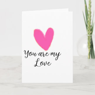 you are my love pink red heart watercolor kidretro card
