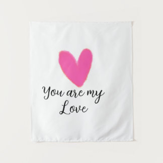 you are my love pink red heart watercolor kidretro tapestry