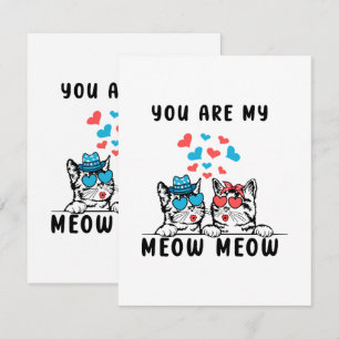 You Are My Meow Meow Couple Cat Valentine's Day Note Card
