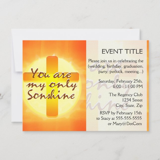 You are My Only Sunshine with Cross Invitation (Front)