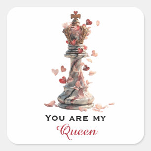 You Are My Queen Chess Valentine's Day Square Sticker