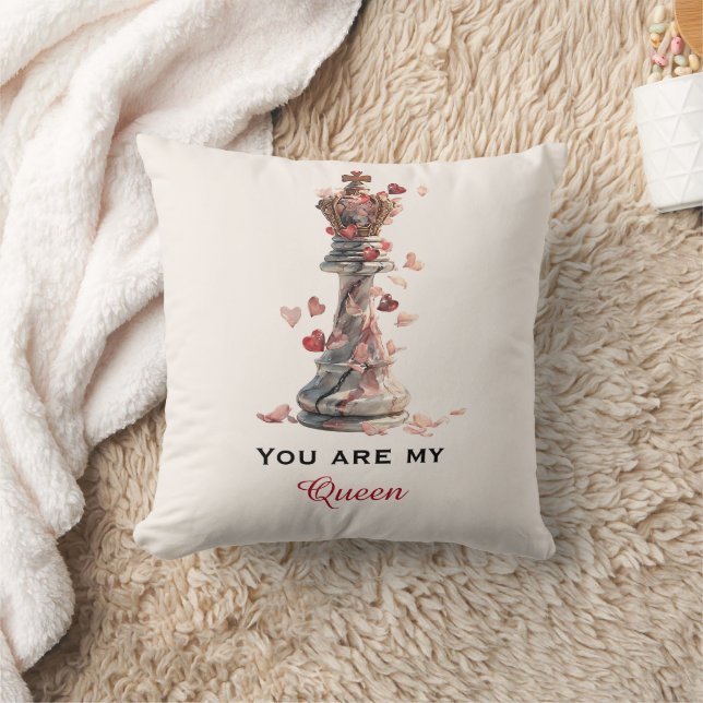 You Are My Queen Chess Valentine's Day Throw Pillow (Blanket)