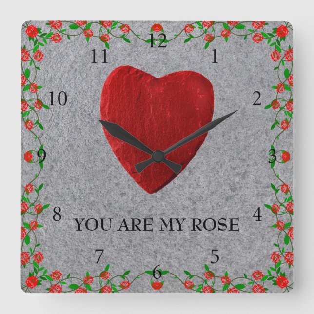 You are my rose square wall clock (Front)