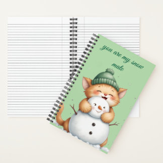 You Are My Snow Mate”- Cute Kitten & Snowman Notebook