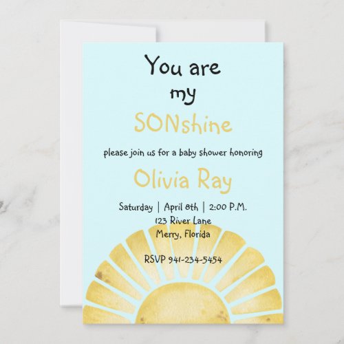 You are my Sonshine baby shower Invitation