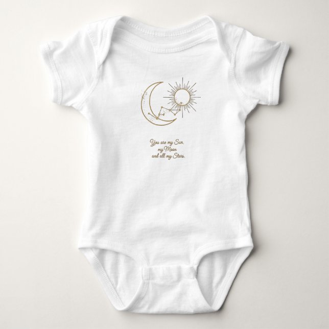 You are my Sun Moon and Stars Baby Bodysuit - Gold (Front)