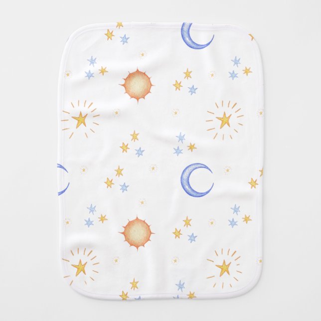 You Are My Sun, Moon, and Stars Baby Burp Cloth (Front)