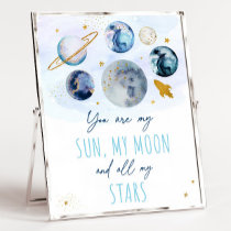 You Are My Sun Moon Stars Space Blue & Gold Poster