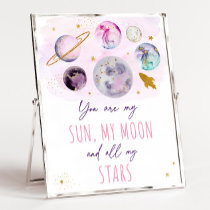 You Are My Sun Moon Stars Space Pink & Gold Poster